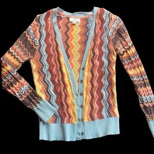 Missoni Target chevron colorful baby blue pastel cardigan S geometric print